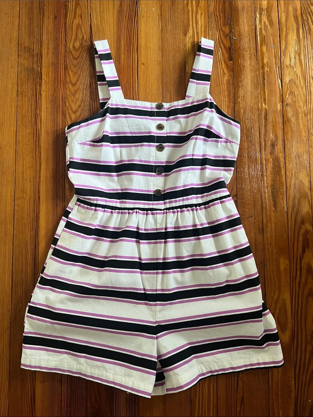 Who What Wear Striped Romper Button Front Sleeveless Jumpsuit Size S Gently Used